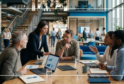 Equipo directivo y de recursos humanos planificando la estrategia de formación y desarrollo de talento para su organización.